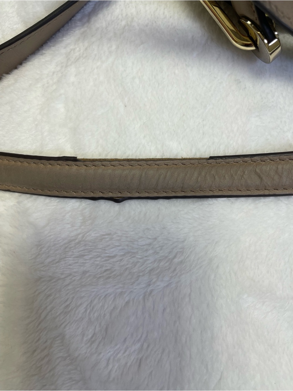 Michael Kors Raven Large Pebbled Leather Shoulder Bag - Taupe Beige Tan - Picture 8 of 9